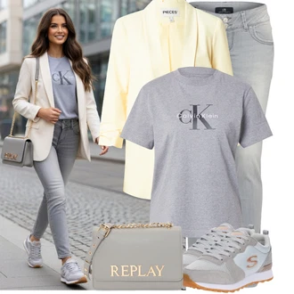 Outfit s Šedá Skechers "Stylový vzhled pro volný čas"