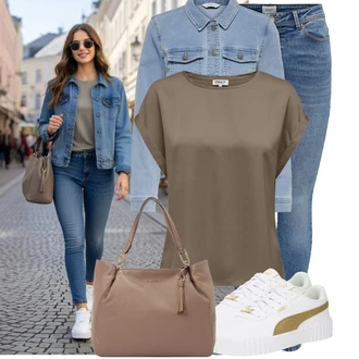 Outfit s Světle modrá/Modrá Krátké Džínové Bundičky/Džínové Bund Only "Stylový vzhled pro volný čas"