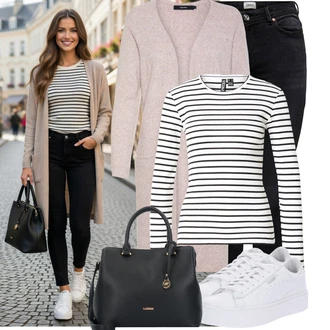 Outfity z džínu Vysoký Pas s Černá Kožená bunda/High Waist Džínové Kalhoty/Džíny s Rozparkem/Push up Džín/Zimní bunda/Termální Džíny/Kožené Boty/Motorkářské Džíny Only "Volnočasový outfit na jaro"