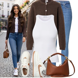 Outfit s Bílá/Krémová Jednoduchý top/Pánské boty/Tílko/Top bez ramínek/Halenka Bez Rukávů/Tričko s grafikou Edited "Cool každodenní outfit"