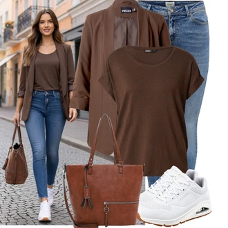 Outfit s Krémová/Modrá/Bílá Tréninková bota/Gymnastická bota/Tenisová bota/Běžecká bota/Bota na fitness Skechers "Cool každodenní outfit"