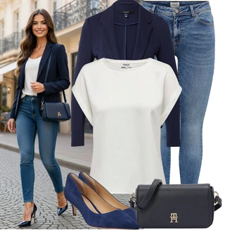 Elegantní Outfit s Růžová/Černá/Tmavě modrá Bagetová taška/Taška/Klasická Taška Přes Rameno/Dopisová peněženka/Malá Taška/Taška na telefon/Brašna/Sportovní Taška Přes Rameno Tommy Hilfiger "Cool každodenní outfit"Look: Rad, 30 léta, Šik, Klasické, Elegantní, Mom, Kancelář, Premium