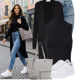 Coachella Outfit s Černá/Tmavě modrá Krátký Top/Tílko s ořezem/Pletený top/Halenka Bez Rukávů/Pánské boty/Roláková Košile Edited "Cool každodenní outfit"Look: Bar, Škola, Coachella, Koncert