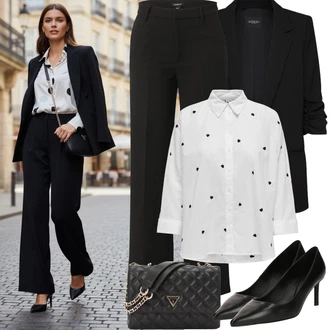 Elegantní Outfit s Černá SOAKED IN LUXURY "Jarní Outfit"Look: Splývavé, Kancelář, Business, Elegantní, Cool, Old Money, Nadrozměrné