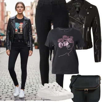Elegantní, Ležérní Outfit s Černá/Hnědá Taška/Klasická Taška Přes Rameno/Brašna/Sportovní Taška Přes Rameno About You "Jarní Outfit"Look: Rad, Šik, Klasické, Elegantní, Cool, Kancelář, Old Money, Vintage