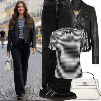 Outfit s Černá Džín s Širokou Nohavicí/Zvonové Džíny/High Waist Džínové Kalhoty/Džíny Culottes/Džíny s Rozparkem/Džíny Volného a Uvolněného Střihu Džíny Volného Střihu Only "Jarní outfit" Outfit s Černá Džín s Širokou Nohavicí/Zvonové Džíny/High Waist Džínové Kalhoty/Džíny Culottes/Džíny s Rozparkem/Džíny Volného a Uvolněného Střihu Džíny Volného Střihu Only "Jarní outfit"