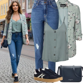 90tá léta Outfit s Světle modrá/Modrá High Waist Džínové Kalhoty/Kotníková Bota/Boyfriend Džínové kalhoty/Džíny s Rozparkem/Kožené bundy/Džíny s Dírou/Girlfriend Džíny Pieces "Jarní Outfit"Look: Styl, 90tá léta, Cool