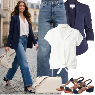 Elegantní Outfit s Tmavě modrá/Světle modrá Vila "Jarní Outfit"Look: Kancelář, Business, Elegantní