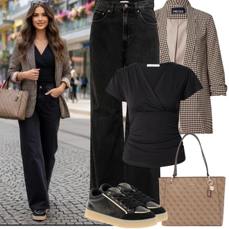 Outfit s Černá Džín s Širokou Nohavicí/Zvonové Džíny/High Waist Džínové Kalhoty/Džíny Culottes/Džíny s Rozparkem/Džíny Volného a Uvolněného Střihu Džíny Volného Střihu Only "Jarní outfit" Outfit s Černá Džín s Širokou Nohavicí/Zvonové Džíny/High Waist Džínové Kalhoty/Džíny Culottes/Džíny s Rozparkem/Džíny Volného a Uvolněného Střihu Džíny Volného Střihu Only "Jarní outfit"