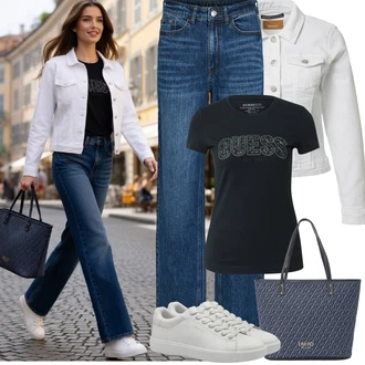 Outfit s Šedá/Krémová/Bílá Vintage Bund/Krátký Bund/Krátký Bund/Letní Bund/Krátké Džínové Bundičky Only "Jarní Outfit"