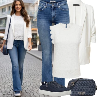 Outfity pro jaro Ležérní s Modrá/Tmavě modrá/Světle modrá Nízká Teniska/Teniska s dírkovaným vzorem/Letní tenisky/Teniska na platformě/Úzká teniska/Tenisky s Bočním Zipem/Kožené tenisky Tamaris "Jarní outfit"Look: Bad Taste, Ležérní, Cool, Skater, Chytrý příležitostný, Sportovní, Unisex