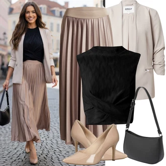 Outfit s Černá/Tmavě šedá/Bílá/Šedá Bagetová taška/Taška/Klasická Taška Přes Rameno/Dopisová peněženka/Malá Taška/Brašna/Sportovní Taška Přes Rameno About You "Jarní Outfit"