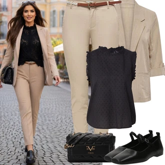 Outfity pro baculky Od 50 let s Khaki/Béžová Úzká Kalhoty/Navlékací Kalhoty/Twillová Kalhoty/Jeggings/Skinny Kalhoty/Bengaline Kalhoty Only, Černá/Hnědá Balerína s Páskem/Boty Mary Jane/Strečová baletka/Balerína Teniska/Balerína sling/Špičatá Balerína/Vintage balerína/Plochá bota Vagabond Shoemakers "Jarní outfit"