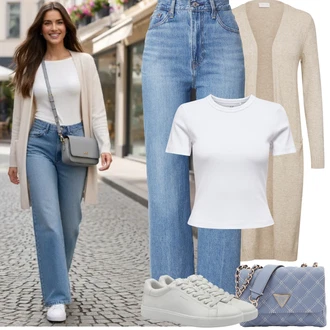 Outfity na Podzim Podzim s Béžová/Hnědá/Khaki Pletenina veľkej veľkosti Vila "Jarní Outfit"