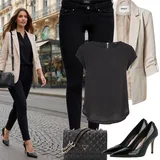 Outfity s černými halenkami a tunikami pro plnoštíhlé image