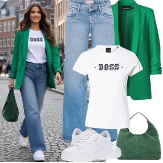 Elegantní, Ležérní Outfit s Bílá Nízká Teniska/Teniska s dírkovaným vzorem/Úzká teniska/Teniska na platformě Puma "Frühlings Outfit"Look: Estetika, Bad Taste, Ležérní, Disko, Skater, Sportovní, Unisex