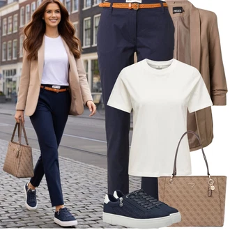 Outfity pro jaro Ležérní s Modrá/Tmavě modrá/Světle modrá Nízká Teniska/Teniska s dírkovaným vzorem/Letní tenisky/Teniska na platformě/Úzká teniska/Tenisky s Bočním Zipem/Kožené tenisky Tamaris "Frühling outfit"Look: Bad Taste, Ležérní, Cool, Skater, Chytrý příležitostný, Sportovní, Unisex