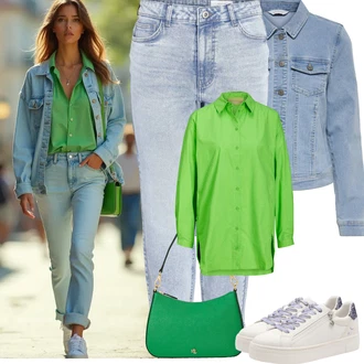 60. narozeniny Host Outfit s Zelená/Tyrkysový/Neonové barvy Dlouhá Halenka/Halenka s Dlouhým Rukávem/Jednobarevná Halenka/Tunikové Tričko/Halenka S 3/4 Rukávem/Slip-on Halenka/Oversize Halenka/Businessová Halenka jjxx "Jarní Outfit"Look: Bar, 40. narozeniny, 60. narozeniny, Den na pláži, Koncert, Svátek cukru, Matriční Úřad, Biřmování, Elektro, Galavečer, Opera, Párty, Rave, Škola, Zvláštní příležitosti, Zumba