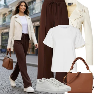 Outfity na Podzim Podzim s Béžová/Krémová/Zlatý/Bílá/Khaki VERO MODA "Jarní outfit"