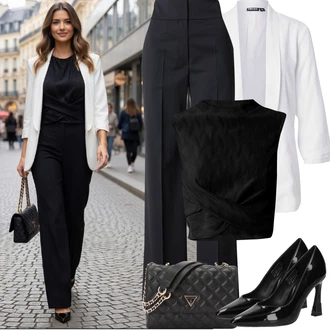 Léto Pracovní pohovor Outfit s Tmavě modrá/Světle modrá/Modrá Kalhoty s Vysokým Pasem/Obleková Kalhoty/Kalhoty se Štěrbinou/Business Kalhoty/Kalhoty Bootcut/Rozšířená Kalhoty Hugo "Jarní outfit"