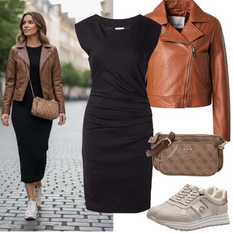 Elegantní, Ležérní Outfit s Hnědá/Béžová/Khaki Teniska na platformě/Úzká teniska/Teniska teddy/Nízká Teniska/Zimní tenisky/Bota Na Pěší Turistiku/Tenisky s Bočním Zipem/Kožené tenisky Tamaris "Jarní Outfit"Look: Elegantní, Venkovní, Sportovní