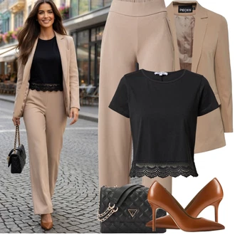 Outfit s Černá Krátký Top/Zkrácený Top/Krajkový Top/Krátký top About You "Jarní Outfit"
