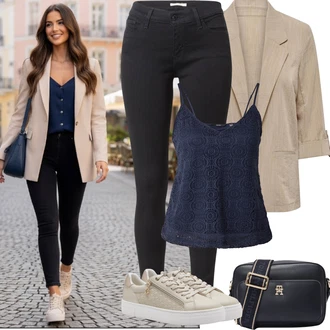 Od 50 let Outfit s Černá/Khaki/Tmavě šedá Džíny Kožená bunda/Motorkářské Džíny/Kožené Boty/Zimní bunda/Termální Džíny/Push up Džín/Slim Fit Džíny/High Waist Džínové Kalhoty levi's ® "Jarní Outfit"