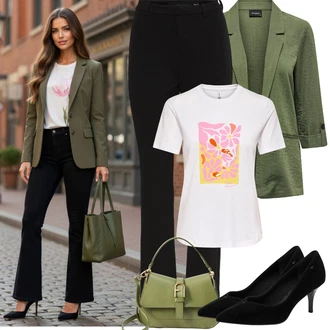 60. narozeniny Host Outfit s Tmavě zelená/Zelená Only "Jarní Outfit"Look: Bar, Koncert, Zvláštní příležitosti, Škola, 40. narozeniny, Firemní večírek, 60. narozeniny, 50. narozeniny, Narozeniny
