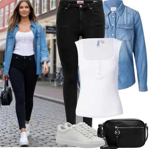Kombinace Elegantní Černá/Tmavě modrá Kalhoty Džínové Legíny/Jeggings/Push up Kalhoty/Skinny Kalhoty OnlyLook: Styl, Cool, Elegantní, Francouzské, Old Money