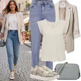 Outfity s "mom" džínami Plnější Postavou pro ženy image