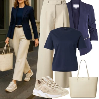 Elegantní Outfit s Tmavě modrá/Světle modrá Vila "Jarní Outfit"Look: Kancelář, Business, Elegantní