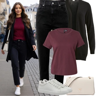 90tá léta Outfit s Černá Mom Jean/Dad Džíny/Zužující se Džíny/Girlfriend Džíny/Plisované Džíny/High Waist Džínové Kalhoty/Zkrácené Džíny/Džíny s Rozparkem levi's ® "Jarní Outfit"Look: Styl, Mom, 90tá léta, Cool, Krásný, Old Money, Venkovní