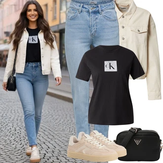Retro Outfit s Béžová/Khaki Krátké Džínové Bundičky/Manšestrová Bunda/Vintage Bund/Udržitelná bunda/Letní Bund/Krátký Bund/Krátký Bund about you x marie von behrens "Jarní outfit"Look: Venkovní, Univerzitní, Pracovní oděvy, Nadrozměrné, Retro Retro Outfit s Béžová/Khaki Krátké Džínové Bundičky/Manšestrová Bunda/Vintage Bund/Udržitelná bunda/Letní Bund/Krátký Bund/Krátký Bund about you x marie von behrens "Jarní outfit"Look: Venkovní, Univerzitní, Pracovní oděvy, Nadrozměrné, Retro