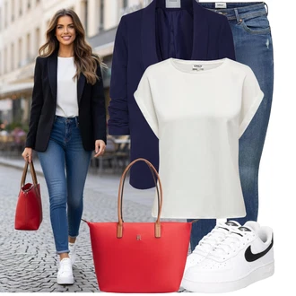 Elegantní Outfit s Tmavě modrá Pieces "Jedinečný volnočasový outfit"Look: Kancelář, Business, Elegantní, Francouzské