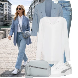 Outfity z džínu Chytrý příležitostný s Šedá/Hnědá/Béžová/Bílá/Krémová/Khaki Oversize Halenka/Halenkové Body/Blůza s knoflíčkem/Halenka s Dlouhým Rukávem/Tunikové Tričko/Slip-on Halenka/Oversize Muselínová Blůza/Halenka se Stojatým Límcem/Dlouhá Halenka Vila "Jedinečný volnočasový outfit"Look: Styl, Klasické, Elegantní, Kancelář, Chytrý příležitostný, Univerzitní, Retro
