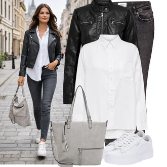Elegantní, Ležérní Outfit s Bílá Nízká Teniska/Teniska s dírkovaným vzorem/Úzká teniska/Teniska na platformě Puma "Módní outfit pro volný čas"Look: Estetika, Bad Taste, Ležérní, Disko, Skater, Sportovní, Unisex