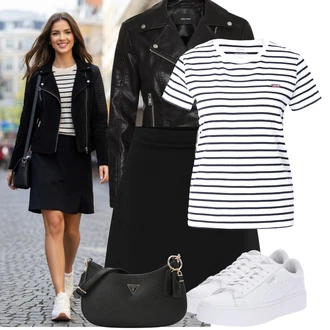 Elegantní, Ležérní Outfit s Bílá Nízká Teniska/Teniska s dírkovaným vzorem/Úzká teniska/Teniska na platformě Puma "Módní outfit pro volný čas"Look: Estetika, Bad Taste, Ležérní, Disko, Skater, Sportovní, Unisex