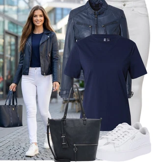 Elegantní, Ležérní Outfit s Bílá Nízká Teniska/Teniska s dírkovaným vzorem/Úzká teniska/Teniska na platformě Puma "Módní outfit pro volný čas"Look: Estetika, Bad Taste, Ležérní, Disko, Skater, Sportovní, Unisex