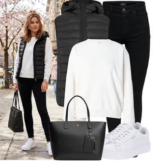 Elegantní, Ležérní Outfit s Bílá Nízká Teniska/Teniska s dírkovaným vzorem/Úzká teniska/Teniska na platformě Puma "Módní outfit pro volný čas"Look: Estetika, Bad Taste, Ležérní, Disko, Skater, Sportovní, Unisex