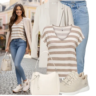 Elegantní Outfit s Béžová/Hnědá/Khaki Nezařazené JdY "Oblečení pro volný čas"Look: Kancelář, Chytrý příležitostný, Business, Moderní, Elegantní, Nadrozměrné