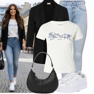 Outfit s Bílá Nízká Teniska/Teniska s dírkovaným vzorem/Úzká Teniska/Teniska na platformě Puma "Oblečení pro volný čas"