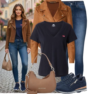 Outfit s Černá/Růžová/Fialová/Tmavě modrá/Červená/Hnědá/Tmavě šedá Jednoduchý top/Neformální tričko/Funkční tričko/Pletené tričko/Košilový top/Krátký top/Zavinovací Tričko/Fancy tričko levi's ® "Oblečení pro volný čas"