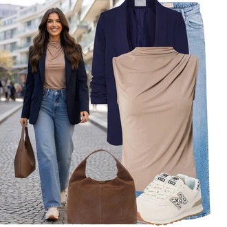 60. narozeniny Host Outfit s Béžová/Hnědá/Šedá/Fialová Tričko s vodopádovým výstřihem/Top Na Party/Halenka Bez Rukávů Pieces "Skvělý pro volný čas"Look: Bar, 30. narozeniny, 40. narozeniny, 50. narozeniny, 60. narozeniny, Koncert, Firemní večírek, Den matek, Zvláštní příležitosti, Narozeniny
