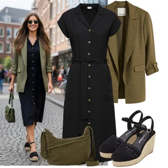 Outfit s Černá/Tmavě modrá/Fialová Espadrille pantofle/Espadrille sandál/Espadrilka s klínovým podpatkem/Espadrilka na Podpatku Bonprix "Jedinečný volnočasový outfit"