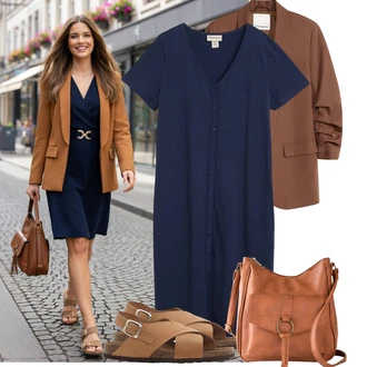Outfit s Béžová/Hnědá Bota Sandál se suchým zipem/Pohodlný Sandál/Rybářská sandála/Římská sandála/Letní Bota/Sandál S T Páskem/Vintage sandál/Sandál Dianette/Přezková Bota Bonprix "Jedinečný volnočasový outfit"