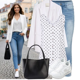 Outfit s Bílá Oblek Bavlněný Sako/Boyfriend Sako/Kožená bunda pro muže/Elegantní Sako/Oversize Sako/Kožená Pánská Bund/Kordové Sako Bonprix "Jedinečný volnočasový outfit"