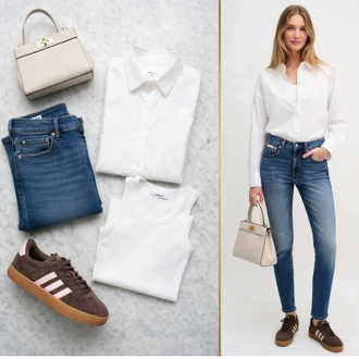 Outfit s Tmavě hnědá/Hnědá Kožené tenisky/Nízká Teniska/Teniska na platformě/Lodička s Přezkou/Skate Bota/Úzká teniska/Nazouvací teniska/Tenisky s Bočním Zipem Adidas "Letní outfity"
