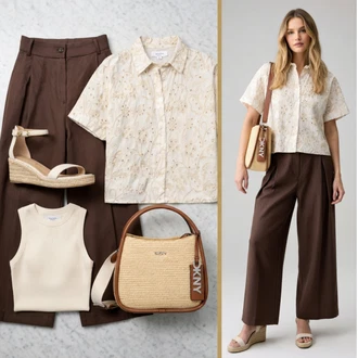 Outfit s Krémová/Béžová/Světle zelená/Bílá Pletený Oděv Kardigán s kulatým výstřihem/Svetry 2 v 1/Basic Svetr/Kašmírový Svetr/Svetr z Jemné Pleteniny/Kašmírový Svetr/Svetr na kojení/Svetr s Kulatým Výstřihem/Jednoduchý Svetr/Termo Svetr/Pletené tričko/Pletený top United Colors of Benetton "leto Outfits"