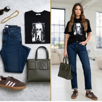 Premium Outfit s Tmavě hnědá/Hnědá Teniska Kožené Tenisky/Nízká Teniska/Teniska na platformě/Lodička s Přezkou/Skate Bota/Úzká Teniska/Nazouvací Teniska/Tenisky s Bočním Zipem Adidas "Letní outfity"Look: Ležérní, Klasické, Cool, Premium, Bezešvé, Chytrý příležitostný, Sportovní, Trendový, Krásný, Skater