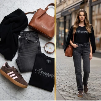 Outfit s Tmavě hnědá/Hnědá Kožené tenisky/Nízká Teniska/Teniska na platformě/Lodička s Přezkou/Skate Bota/Úzká teniska/Nazouvací teniska/Tenisky s Bočním Zipem Adidas "Letní outfity"
